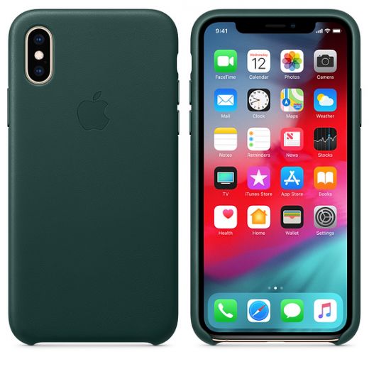 Чехол Apple Leather Case Forest Green (MTER2) для iPhone XS