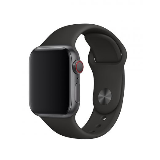 Силиконовый ремешок Apple Watch Sport Band Black 41mm | 40mm | 38mm (MTP62)