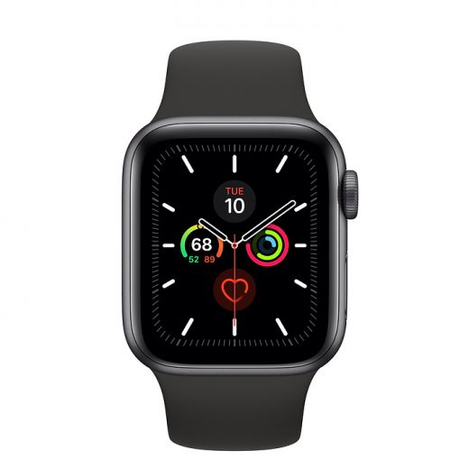 Apple Watch Series 5 (GPS) 40mm Space Gray Aluminum Case with Black Sport Band (MWV82)