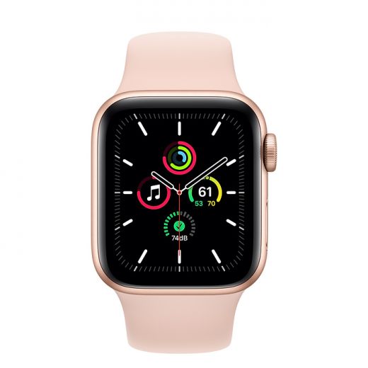 Apple Watch SE GPS 40mm Gold Aluminum Case with Pink Sand Sport Band (MYDN2)