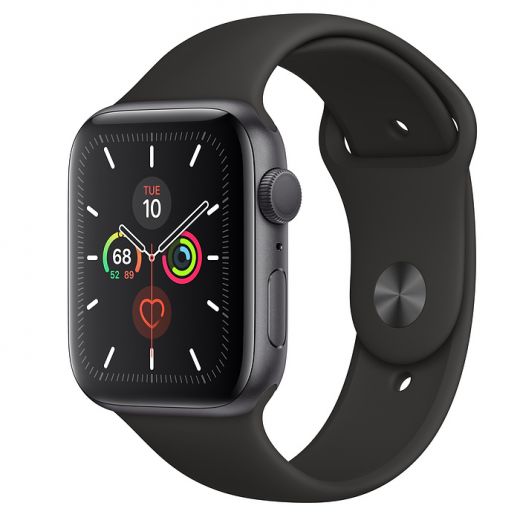 Apple Watch Series 5 (GPS) 44mm Space Gray Aluminum Case with Black Sport Band (MWVF2)