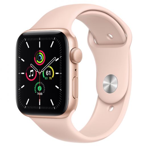 Apple Watch SE GPS 44mm Gold Aluminum Case with Pink Sand Sport Band (MYDR2)