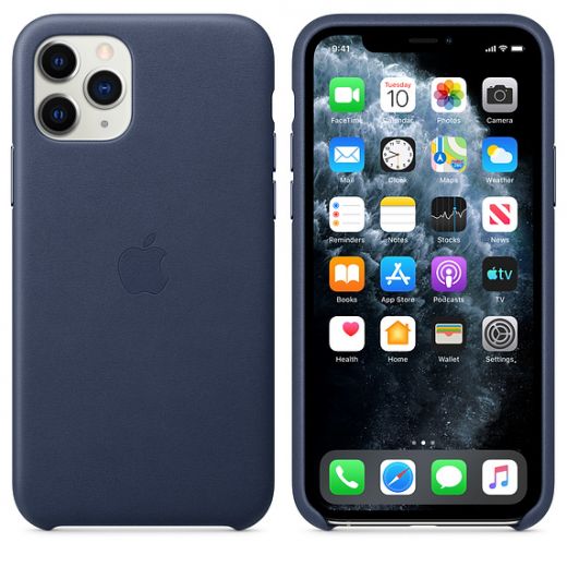 Чехол Apple Leather Case Midnight Blue (MWYG2) для iPhone 11 Pro