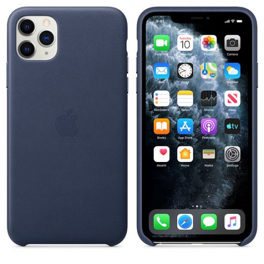 Чехол Apple Leather Case Midnight Blue (MX0G2) для iPhone 11 Pro Max