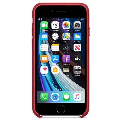 Чехол Apple Leather Case Red (PRODUCT) (MXYL2) для iPhone SE (2020)
