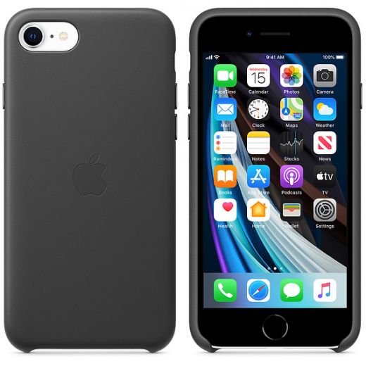 Чехол Apple Leather Case Black (MXYM2) для iPhone SE (2020)