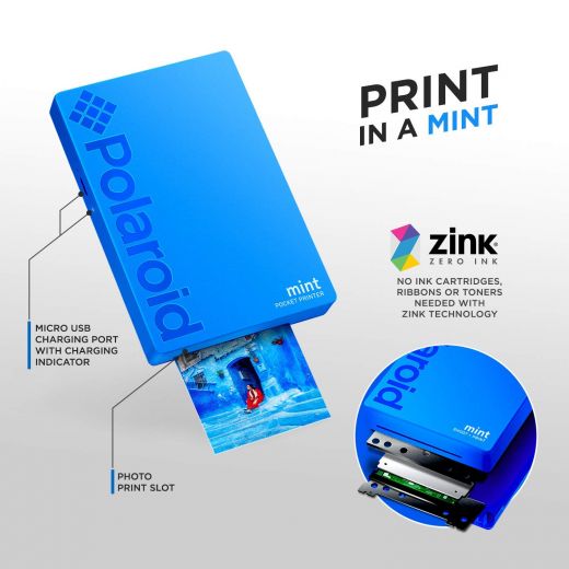 Принтер моментальной печати Polaroid Mint Pocket Printer Blue