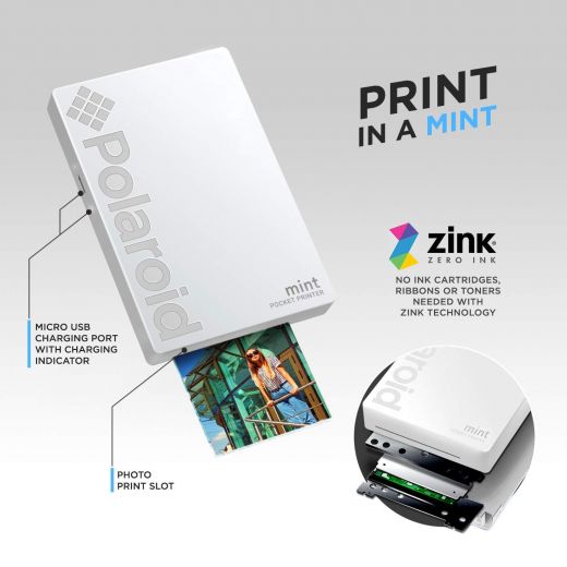 Принтер моментальной печати Polaroid Mint Pocket Printer White
