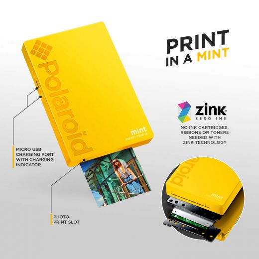 Принтер моментальной печати Polaroid Mint Pocket Printer Yellow