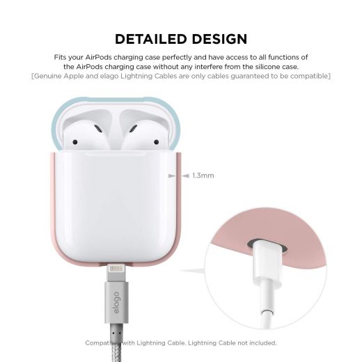Чохол Elago Silicone Duo Case Pink/White/Pastel Blue (EAPDO-PK-WHPBL) для Airpods