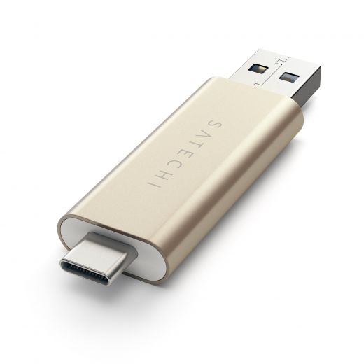 Адаптер Satechi Aluminum Type-C USB 3.0 and Micro/SD Gold (ST-TCCRAG)