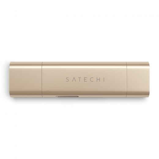 Адаптер Satechi Aluminum Type-C USB 3.0 and Micro/SD Gold (ST-TCCRAG)