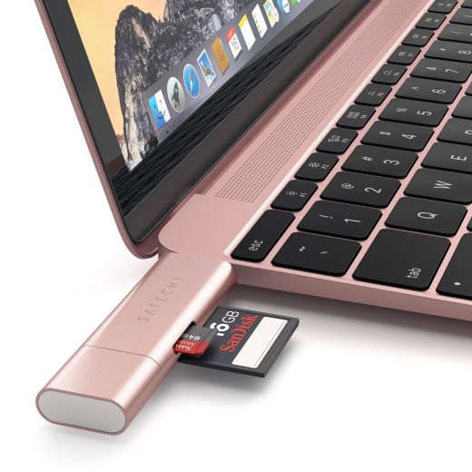 Адаптер Satechi Aluminum Type-C USB 3.0 and Micro/SD Rose Gold (ST-TCCRAR)