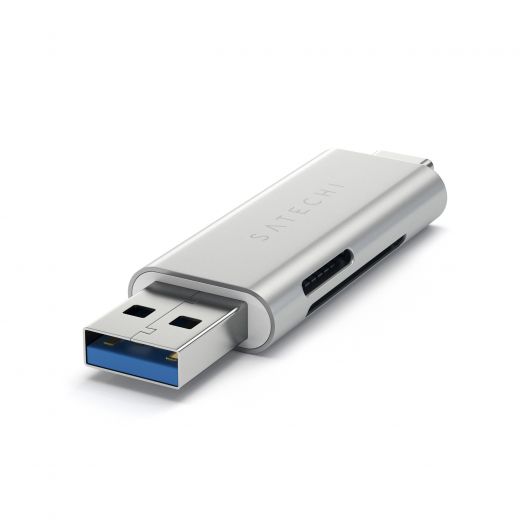 Адаптер Satechi Aluminum Type-C USB 3.0 and Micro/SD Silver (ST-TCCRAS)
