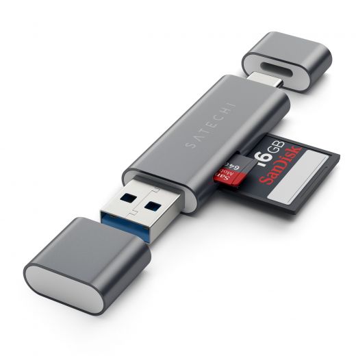 Адаптер Satechi Aluminum Type-C USB 3.0 and Micro/SD Space Gray (ST-TCCRAM)