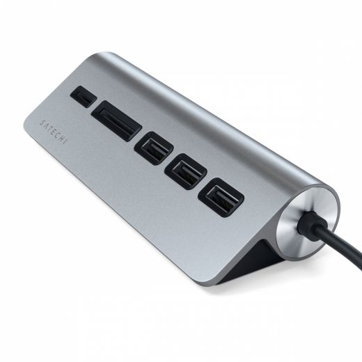 Адаптер Satechi TYPE-C Aluminum USB Hub & Card Reader Space Gray (ST-TCHCRM)