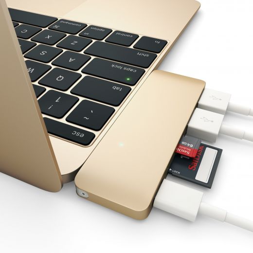 Адаптер Satechi Type-C USB 3.0 Passthrough Hub Gold (ST-TCUPG)