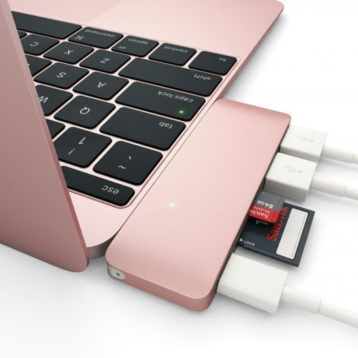 Адаптер Satechi Type-C USB 3.0 Passthrough Hub Rose Gold (ST-TCUPR)