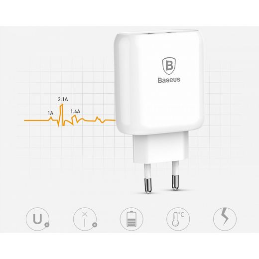Зарядний пристрій Baseus Bojure Series Type-C PD+U quick charge charger EU 36W White (CCALL-BG02)