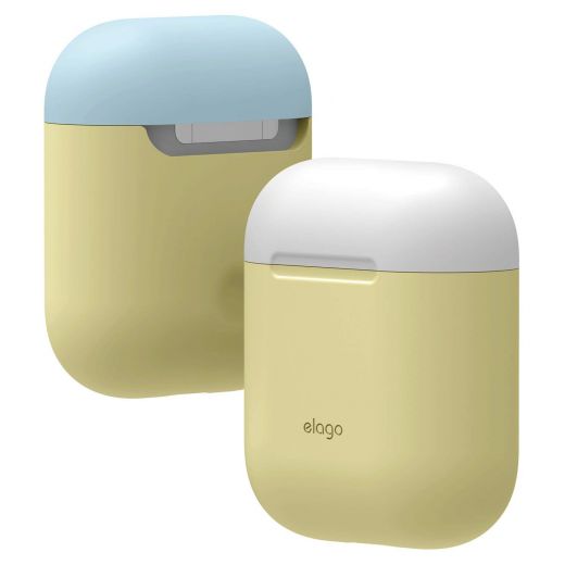 Чохол Elago Silicone Duo Case Yellow/White/Pastel Blue (EAPDO-YE-WHPB) для Airpods