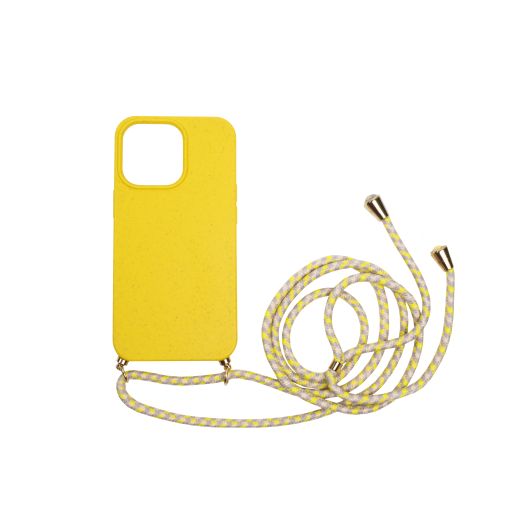 Силиконовый чехол с ремешком CasePro Silicon Yellow для iPhone 13 Pro Max