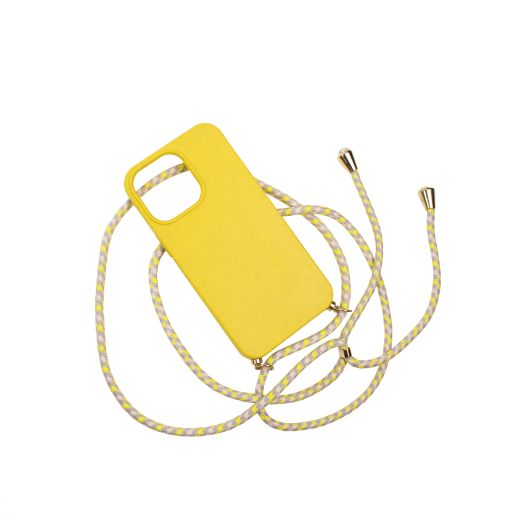 Силиконовый чехол с ремешком CasePro Silicon Yellow для iPhone 13 Pro Max