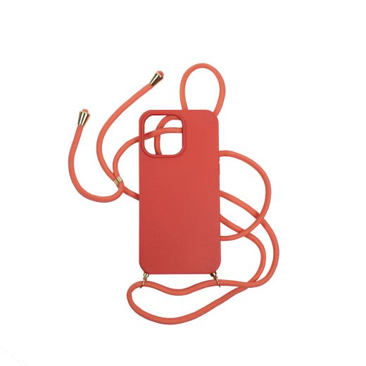 Силиконовый чехол с ремешком CasePro Silicon Red для iPhone 13 Pro Max