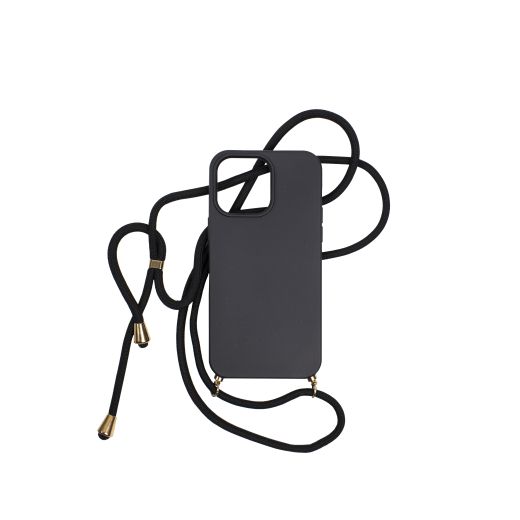 Силиконовый чехол с ремешком CasePro Silicon Black для iPhone 13 Pro