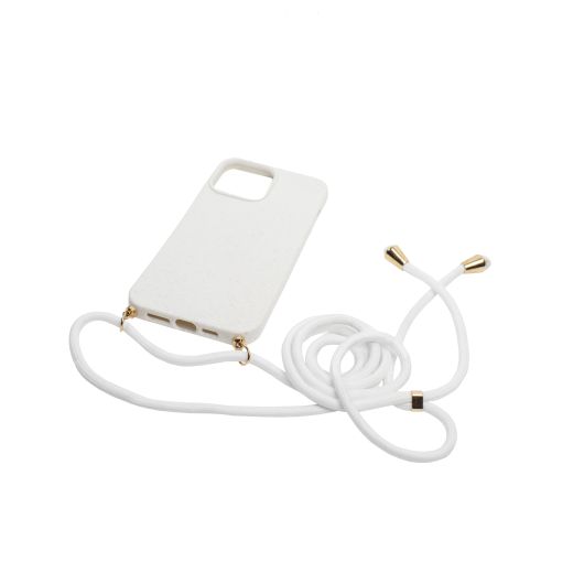 Силиконовый чехол с ремешком CasePro Silicon White для iPhone 13 Pro Max