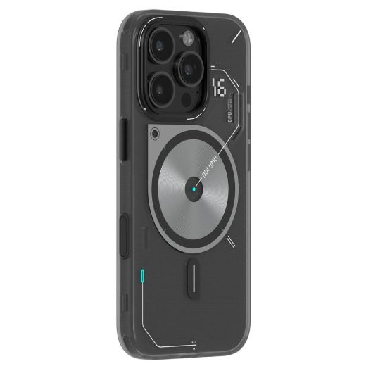 Прозрачный светящийся в темноте чехол Aulumu A16 Frosted Camera Control Cover Case Translucent Gray для iPhone 16 Pro Max
