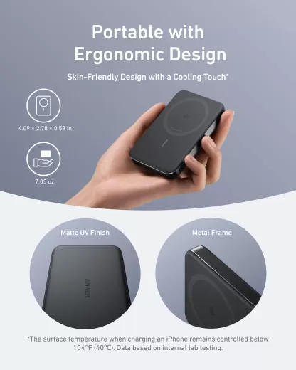 Повербанк Anker MagGo Ultra-Slim 10000mAh Qi2 15W Black Stone (A1664H11)