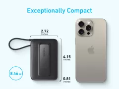 Повербанк Anker Zolo Magnetic Power Bank (10K, 30W, Built-in USB-C Cable) Black