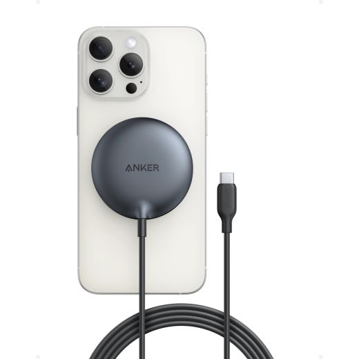 Беспроводная зарядка Anker MagGo Wireless Charger (Pad) with Qi2 15W Black Stone (A25M0111) для iPhone 12 | 13 | 14 | 15