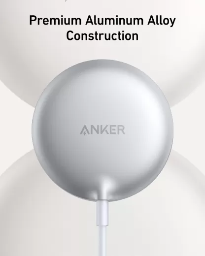 Бездротова зарядка Anker MagGo Wireless Charger (Pad) with Qi2 15W Shell White (A25M0121) для iPhone 12 | 13 | 14 | 15