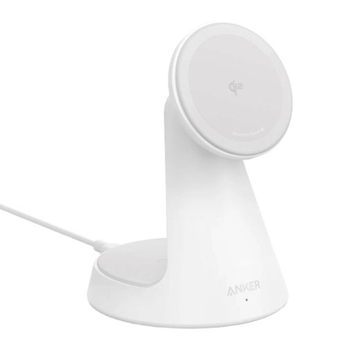 Бездротова зарядка Anker MagGo Wireless Charger (2 в 1, Dock Stand) Aurora White