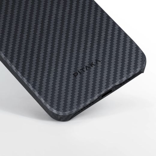 Карбоновый чехол Pitaka MagEZ Case 4 Twill 1500D  Black/Grey для iPhone 15 (KI1501)