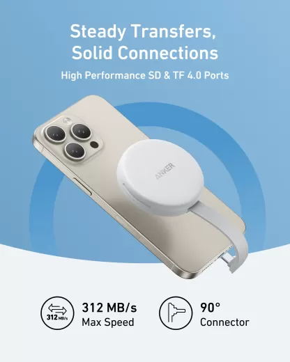 Адаптер Anker MagGo USB-C Adapter (3 в 1, 10Gbps) Aurora White