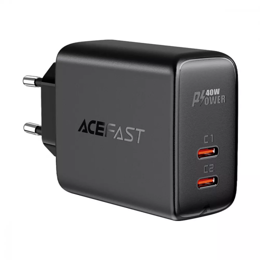 Сетевое зарядное устройство Acefast A9 PD 40W (2 Type-C) Black