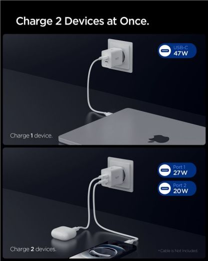 Быстрая зарядка Spigen Essential 47W Wall Charger EE472EU White (ACH08707)