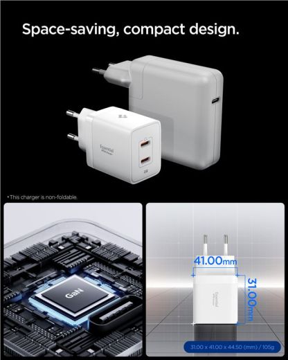 Быстрая зарядка Spigen Essential 47W Wall Charger EE472EU White (ACH08707)