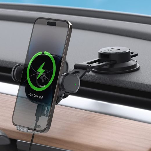 Автотримач з бездротовою зарядкою Spigen OneTap Universal Wireless Car Charger Mount 15W (ACP01280)