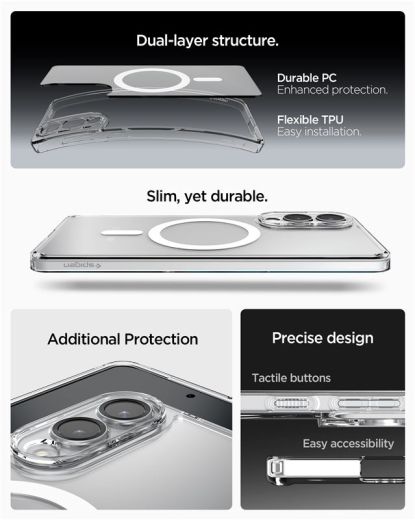 Прозорий чохол Spigen Ultra Hybrid (MagFit) Clear White для Samsung Galaxy S25 Edge (ACS09418)