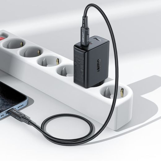 Швидка зарядка ACEFAST [A49] GaN Dual Port Series 2xUSB-C 35W Black