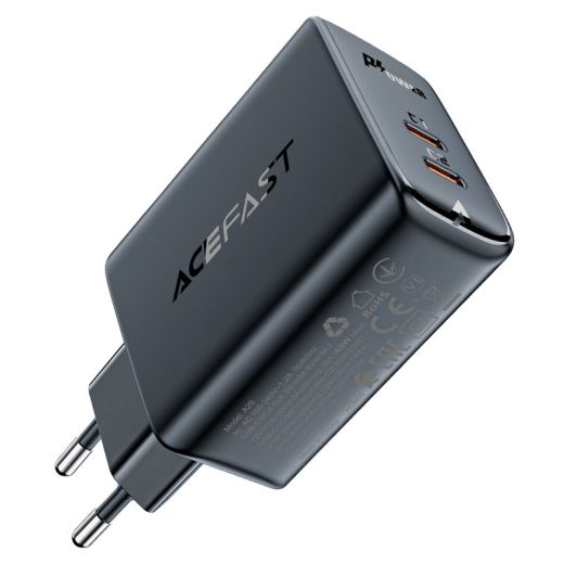 Швидка зарядка ACEFAST [A49] GaN Dual Port Series 2xUSB-C 35W Black
