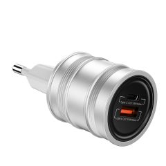 Быстрая зарядка WIWU [Wi-U028] Barrel GaN Fast Charger QC+PD 35W Silver