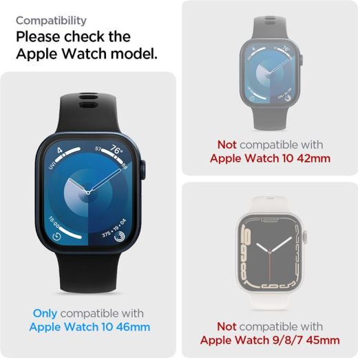 Защитная пленка Spigen Eliteshield EZ Fit Transparency (2 шт.) для Apple Watch Series 10 (2024) 46мм (AFL08579)