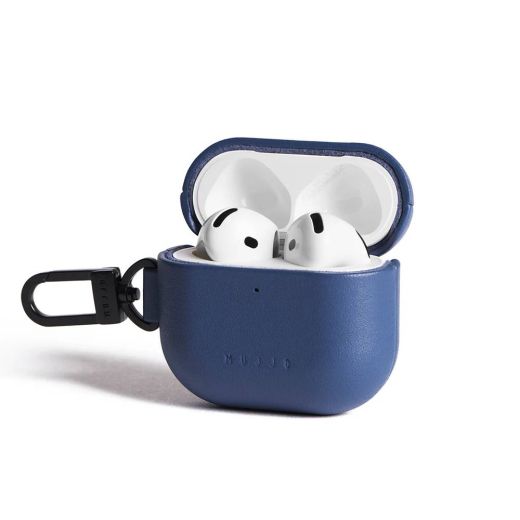 Шкіряний чохол Mujjo Echelon Monaco Blue для Airpods 4 (2024)