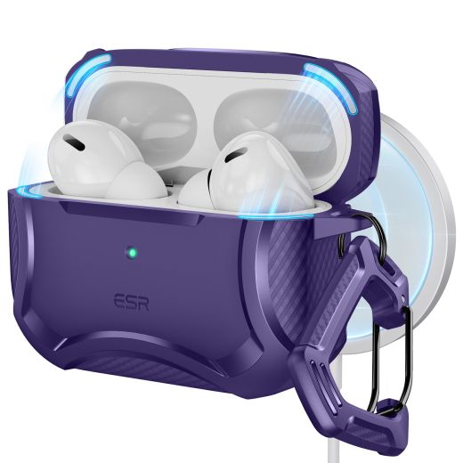 Протиударний чохол з карабіном ESR Cyber Tough Case (HaloLock) Purple для AirPods Pro 2 (2022)