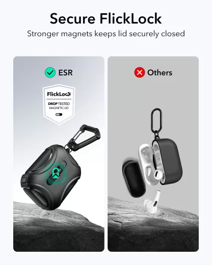 Противоударный чехол с карабином ESR Cyber FlickLock Case (HaloLock) Dark Green для AirPods Pro 2 (2022)