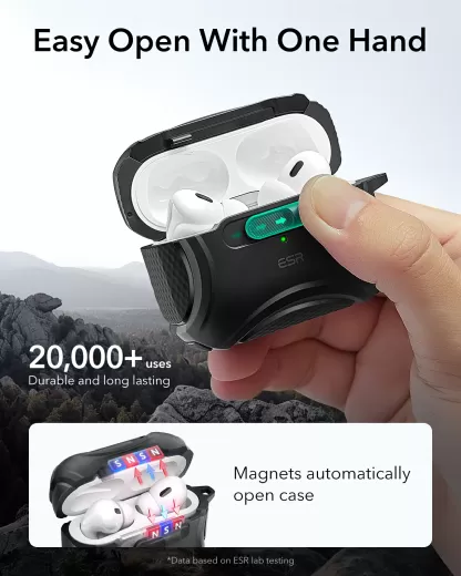 Противоударный чехол с карабином ESR Cyber FlickLock Case (HaloLock) Dark Green для AirPods Pro 2 (2022)